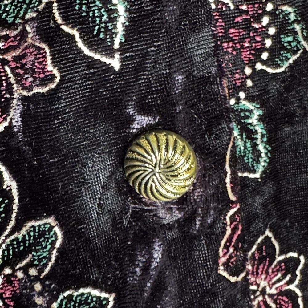 Bentley Womens Shirt Top Size M Crushed Velvet Button Up Sheer Sleeve Whimsygoth - Picture 8 of 9